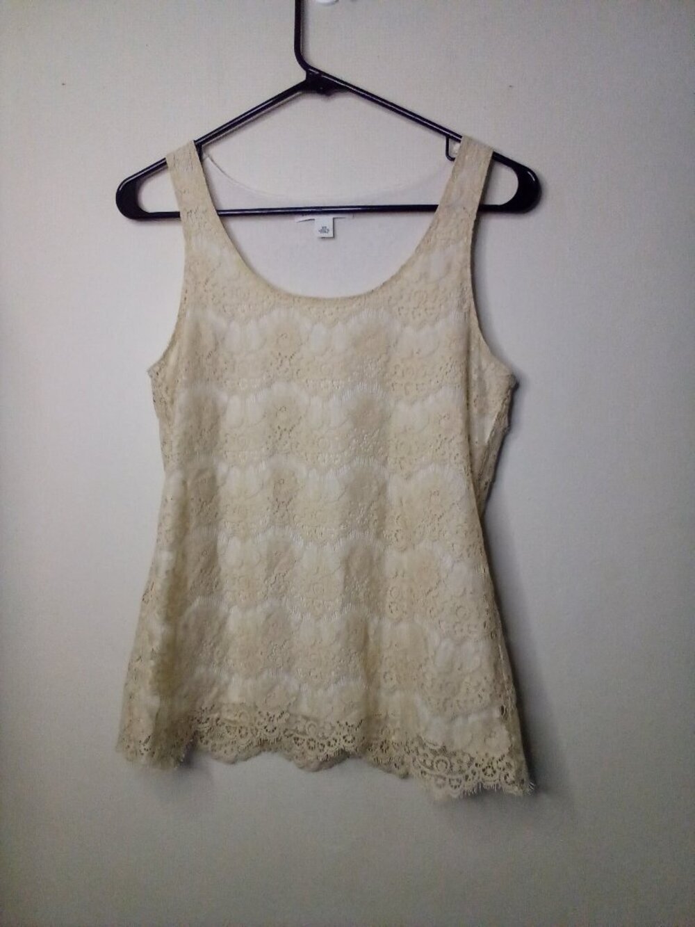Banana Republic Blouse Women XS Sleeveless Lace Lined Boho Feminine Tan